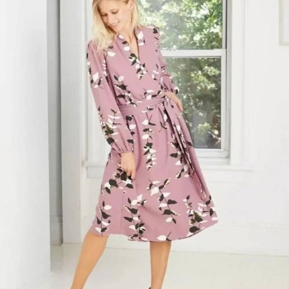 A New Day lilac floral wrap dress size L